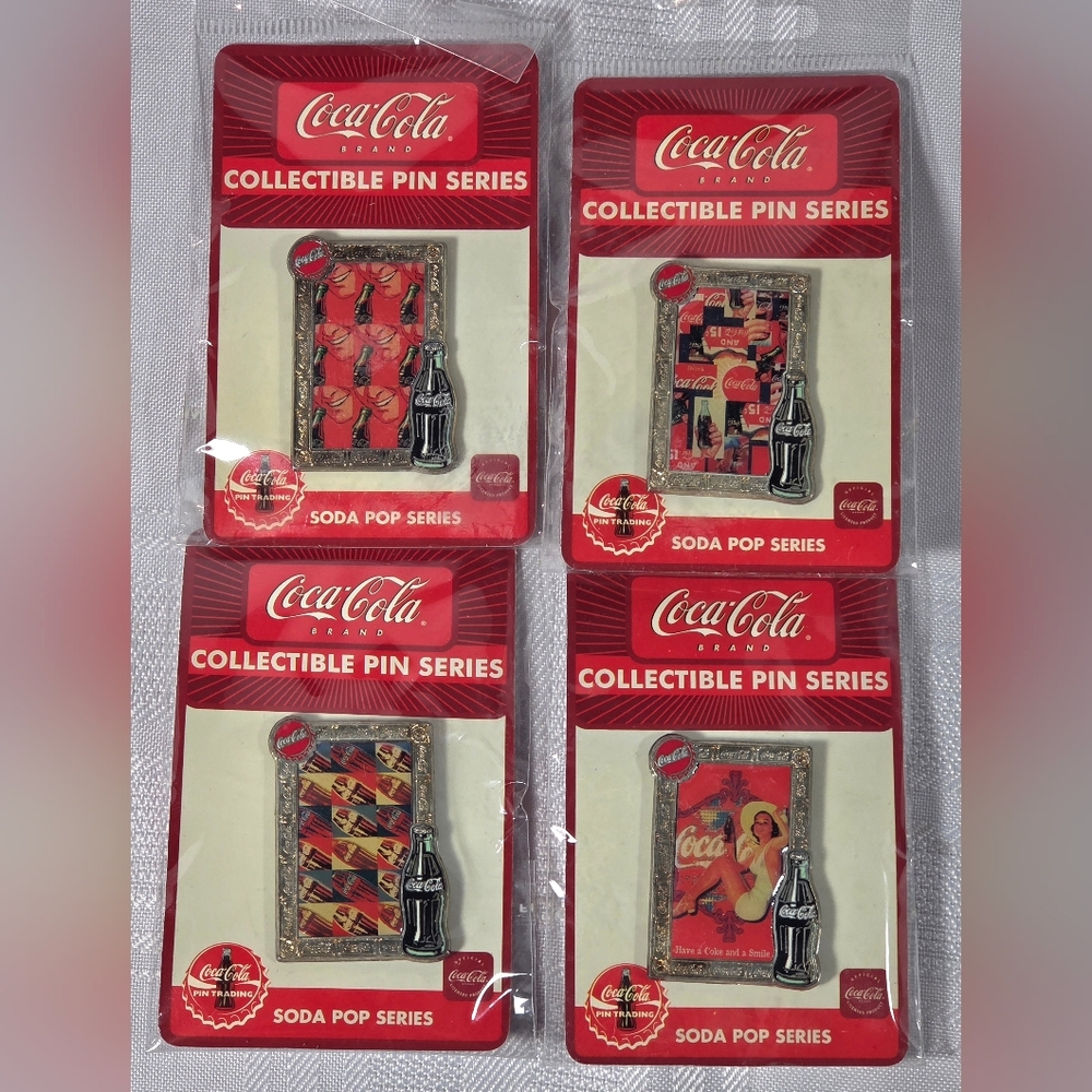 Coca Cola Lot Of 4 Soda Pop Series Pins Series 1 2000s VINTAGE